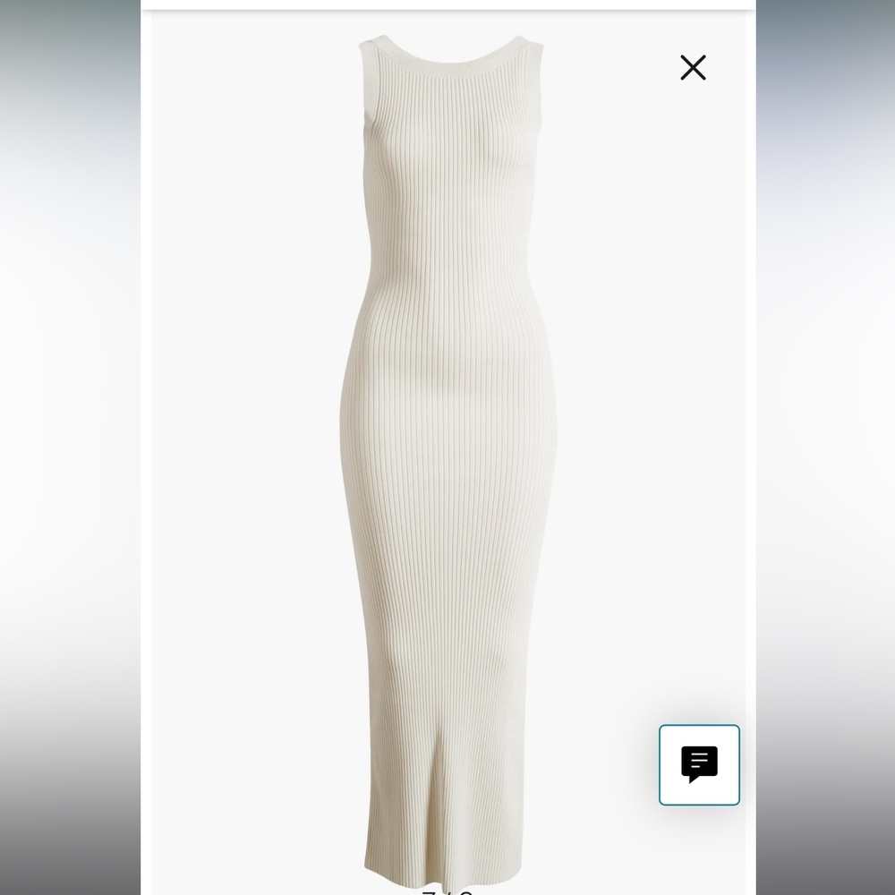 Good American Ivory Ribbed Midi Dress